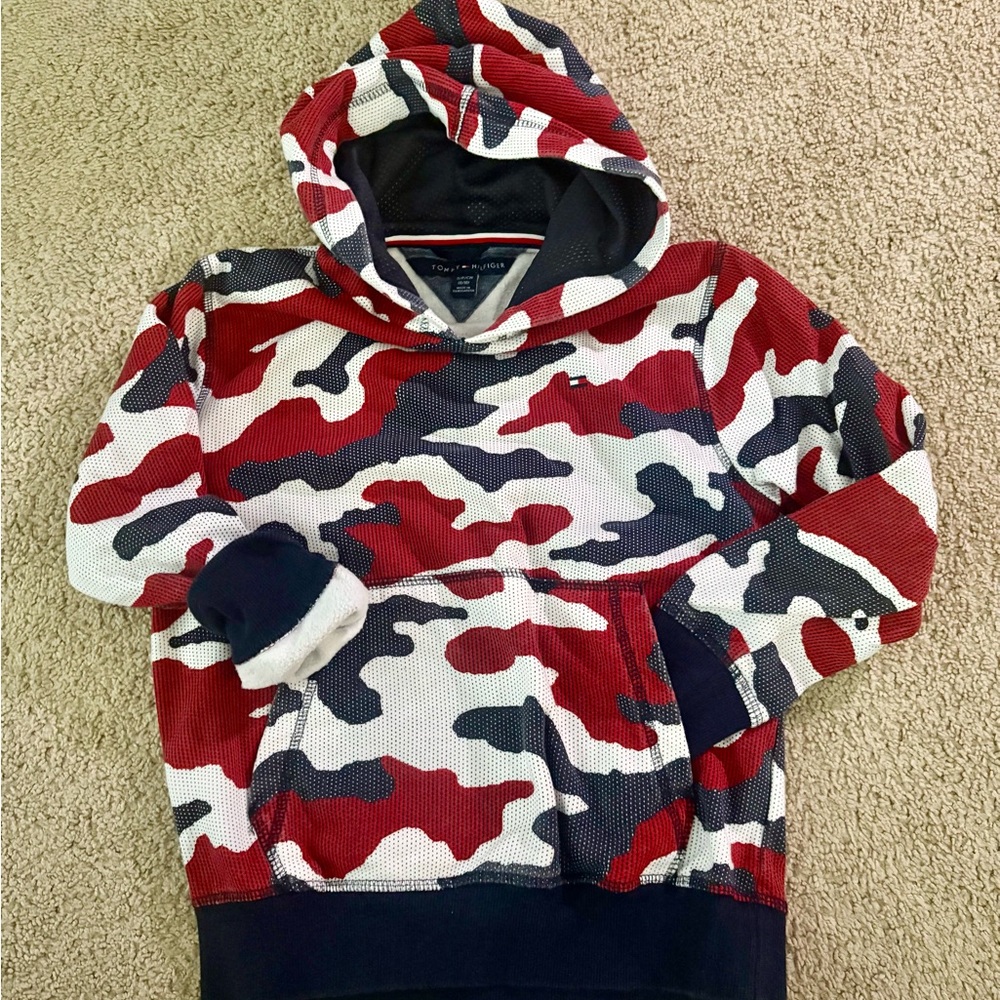 Tommy Hilfiger Kids Camo Hoodie - Red, White, and Black